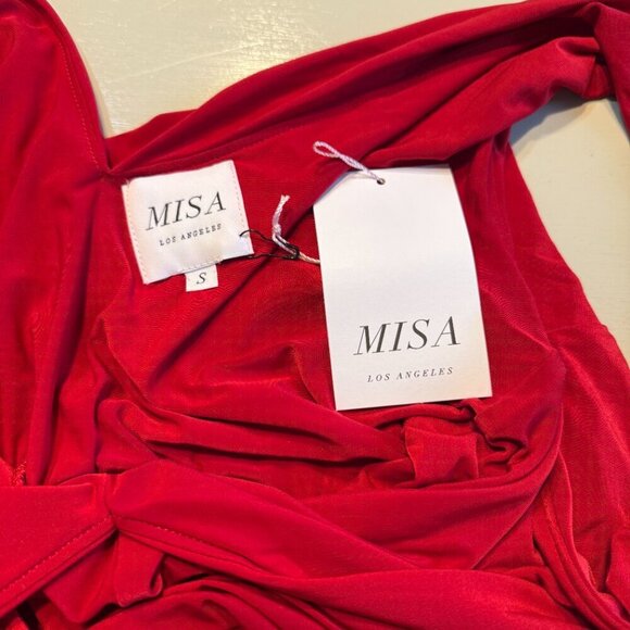 MISA Los Angeles Leza Cross Over Sleeveless Tulip Maxi Dress in Red Size Small - Picture 11 of 11